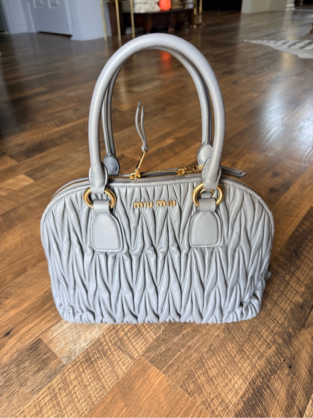 Miu Miu Grey Shoulder Bag.